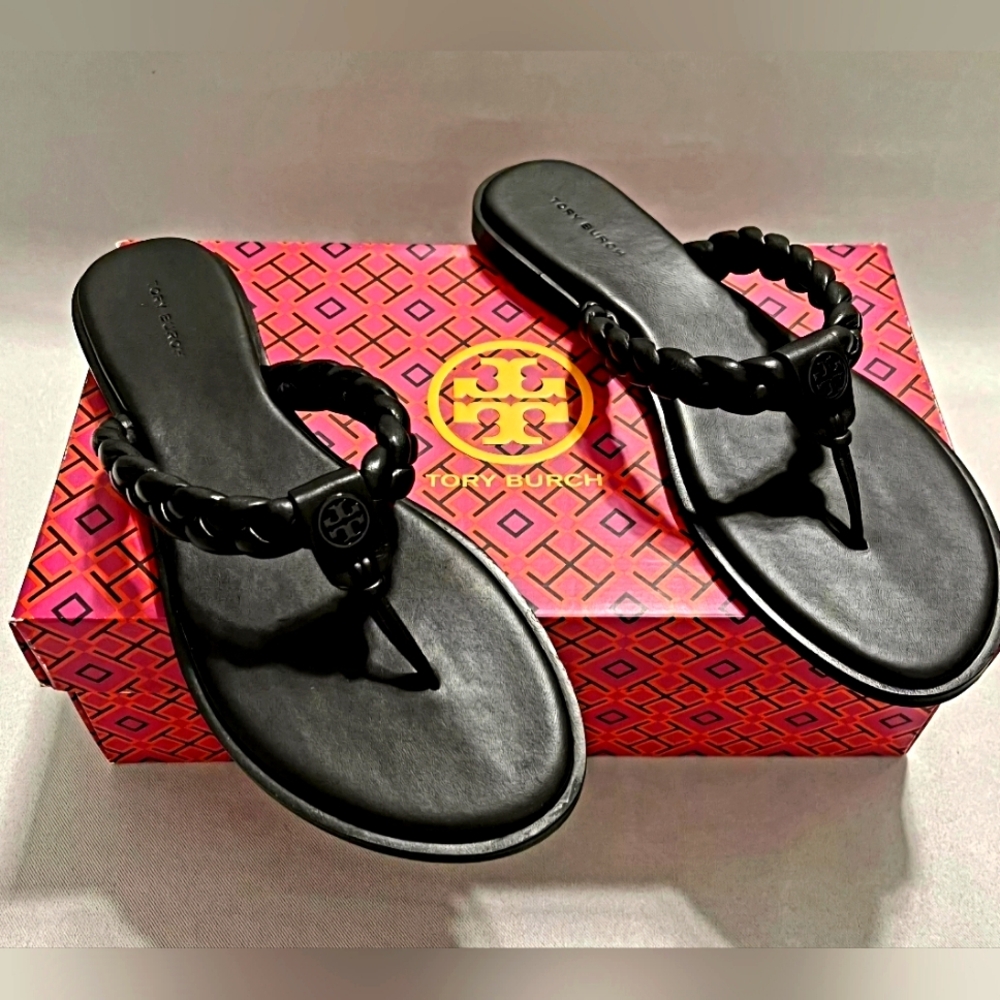 New in Box Tory Burch Braided Benton Thong Sandal Size 7.5